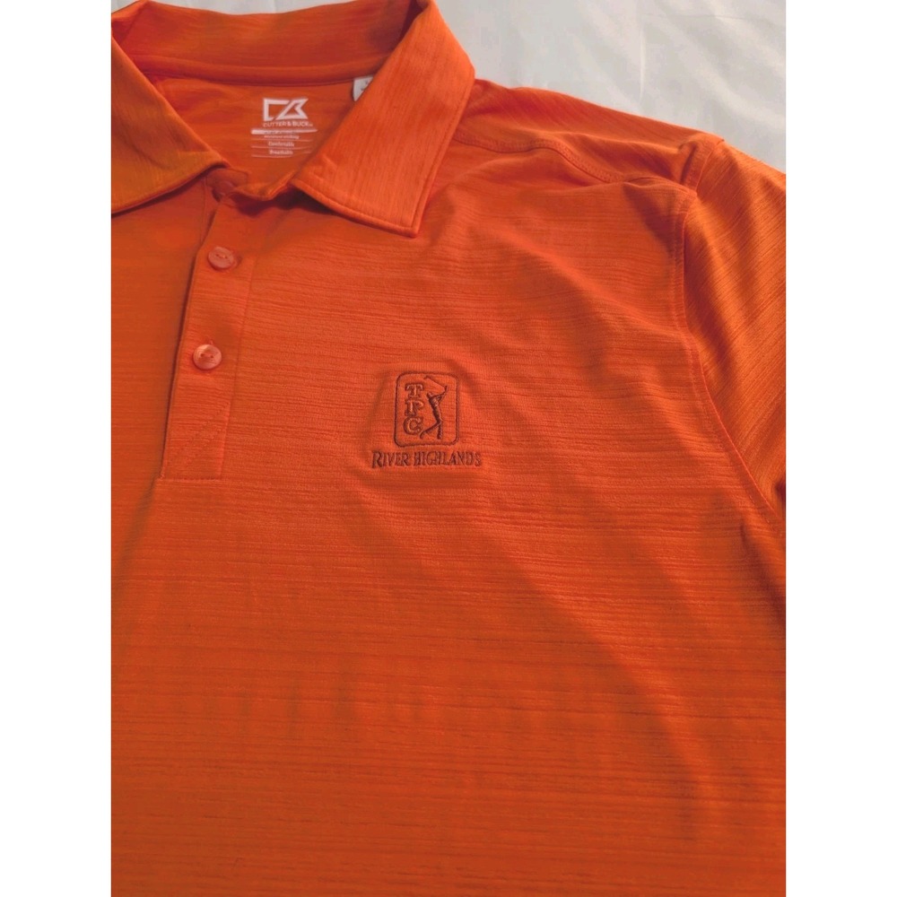 Men's Cutter & Buck Drytec‎ Orange Polo TPC River Highlands Size L - Picture 2 of 5